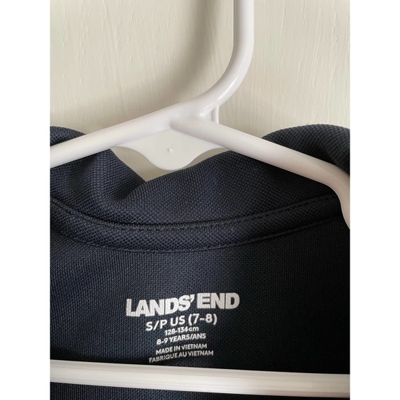 Land's End navy blue, short sleeve collared top. Size 7-8. - Picture 3 of 5